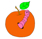 Dibujo Manzana con gusano pintado por william