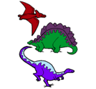 Dibujo Tres clases de dinosaurios pintado por MANUEL