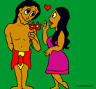 Dibujo Jóvenes mayas enamorados pintado por ginheva