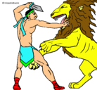 Dibujo Gladiador contra león pintado por nicolas