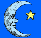 Dibujo Luna y estrella pintado por jaavitaaxxD
