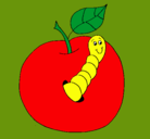 Dibujo Manzana con gusano pintado por carenprisila