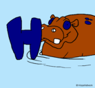 Dibujo Hipopótamo pintado por esmeralda