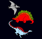 Dibujo Tres clases de dinosaurios pintado por normagarrido
