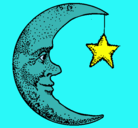 Dibujo Luna y estrella pintado por mariana