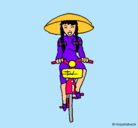 Dibujo China en bicicleta pintado por paula