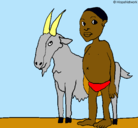 Dibujo Cabra y niño africano pintado por ninfa