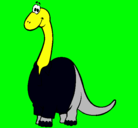 Dibujo Diplodocus con camisa pintado por alex