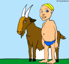 Dibujo Cabra y niño africano pintado por AXEL