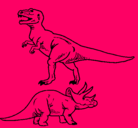 Dibujo Triceratops y tiranosaurios rex pintado por diego
