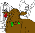Dibujo Oveja comiendo una hoja pintado por ovejo