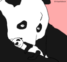 Dibujo Oso panda con su cria pintado por Agüs