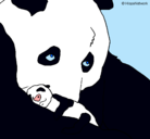 Dibujo Oso panda con su cria pintado por mewichigo