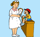 Dibujo Enfermera y niño pintado por lupita