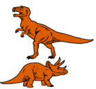 Dibujo Triceratops y tiranosaurios rex pintado por anton