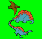 Dibujo Tres clases de dinosaurios pintado por jorge