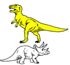 Dibujo Triceratops y tiranosaurios rex pintado por jessica