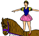 Dibujo Trapecista encima de caballo pintado por irina