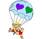 Dibujo Cupido en paracaídas pintado por Rogger