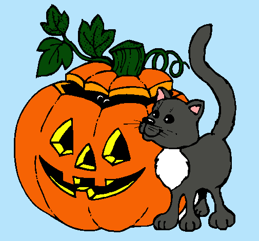 Calabaza y gato