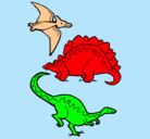 Dibujo Tres clases de dinosaurios pintado por miguelgiraldo