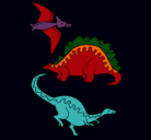Dibujo Tres clases de dinosaurios pintado por Pedrito