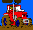 Dibujo Tractor en funcionamiento pintado por chuma