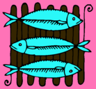 Dibujo Pescado a la brasa pintado por Maribel
