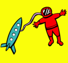 Dibujo Cohete y astronauta pintado por BRIAN