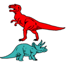 Dibujo Triceratops y tiranosaurios rex pintado por fabri