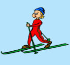 Dibujo Esquí de fondo pintado por esquiadora