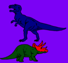Dibujo Triceratops y tiranosaurios rex pintado por facu