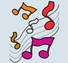 Dibujo Notas en la escala musical pintado por natinka