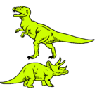 Dibujo Triceratops y tiranosaurios rex pintado por sergioernesto
