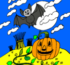 Dibujo Paisaje de Halloween pintado por luna