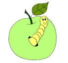 Dibujo Manzana con gusano pintado por ariadnacirera