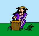 Dibujo Mujer tocando el bongó pintado por vivianaguio