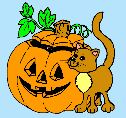 Calabaza y gato