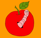Dibujo Manzana con gusano pintado por xochitlyaritza