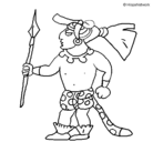 Dibujo Guerrero con lanza pintado por jony