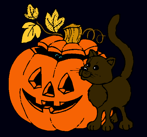 Calabaza y gato