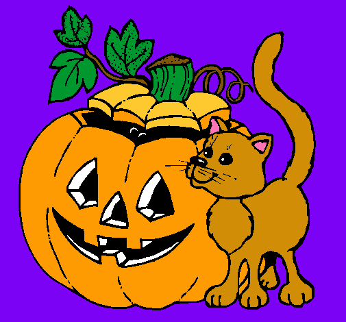 Calabaza y gato