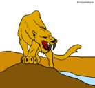Dibujo Tigre con afilados colmillos pintado por lius