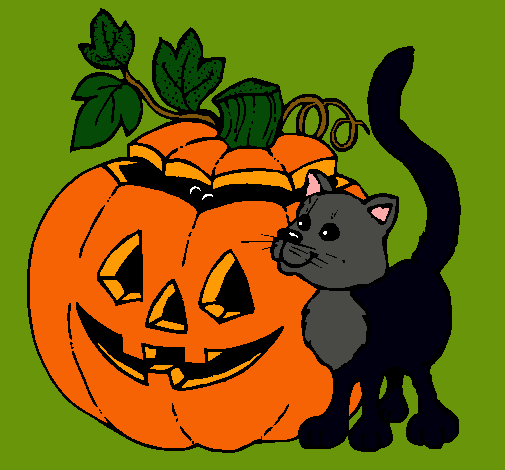 Calabaza y gato