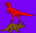 Dibujo Triceratops y tiranosaurios rex pintado por isai