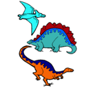 Dibujo Tres clases de dinosaurios pintado por JOSEMANUEL