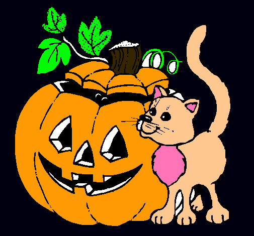 Calabaza y gato