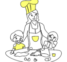 Dibujo Mama cocinera pintado por ale