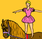 Dibujo Trapecista encima de caballo pintado por Amanda