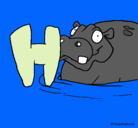 Dibujo Hipopótamo pintado por Carla***